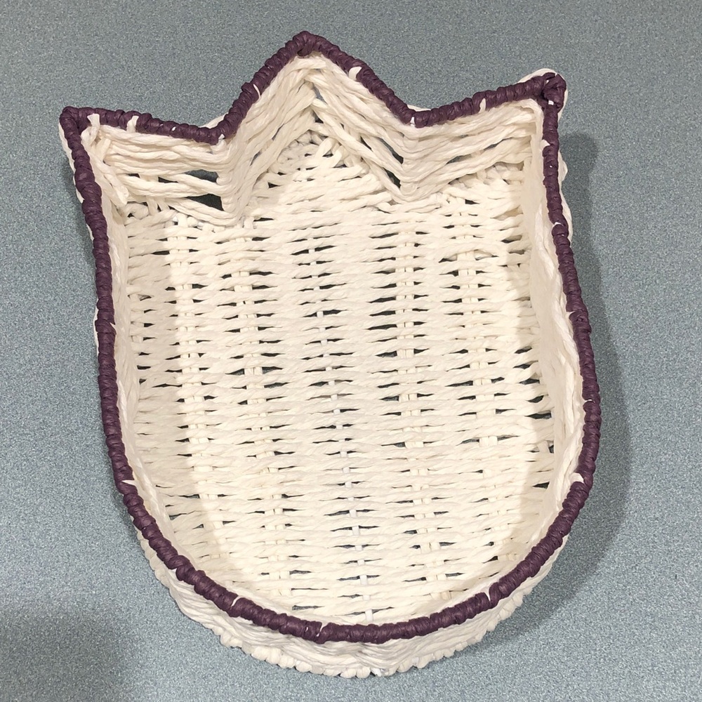 White and Purple Woven Basket